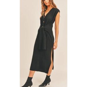 Mable Rib-Knit Front-Tie Maxi Sweater Dress NWT Sz. L